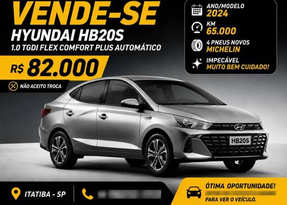 HYUNDAI HB20S 1.0 TGDI FLEX PLATINUM PLUS AUTOMÁTICO